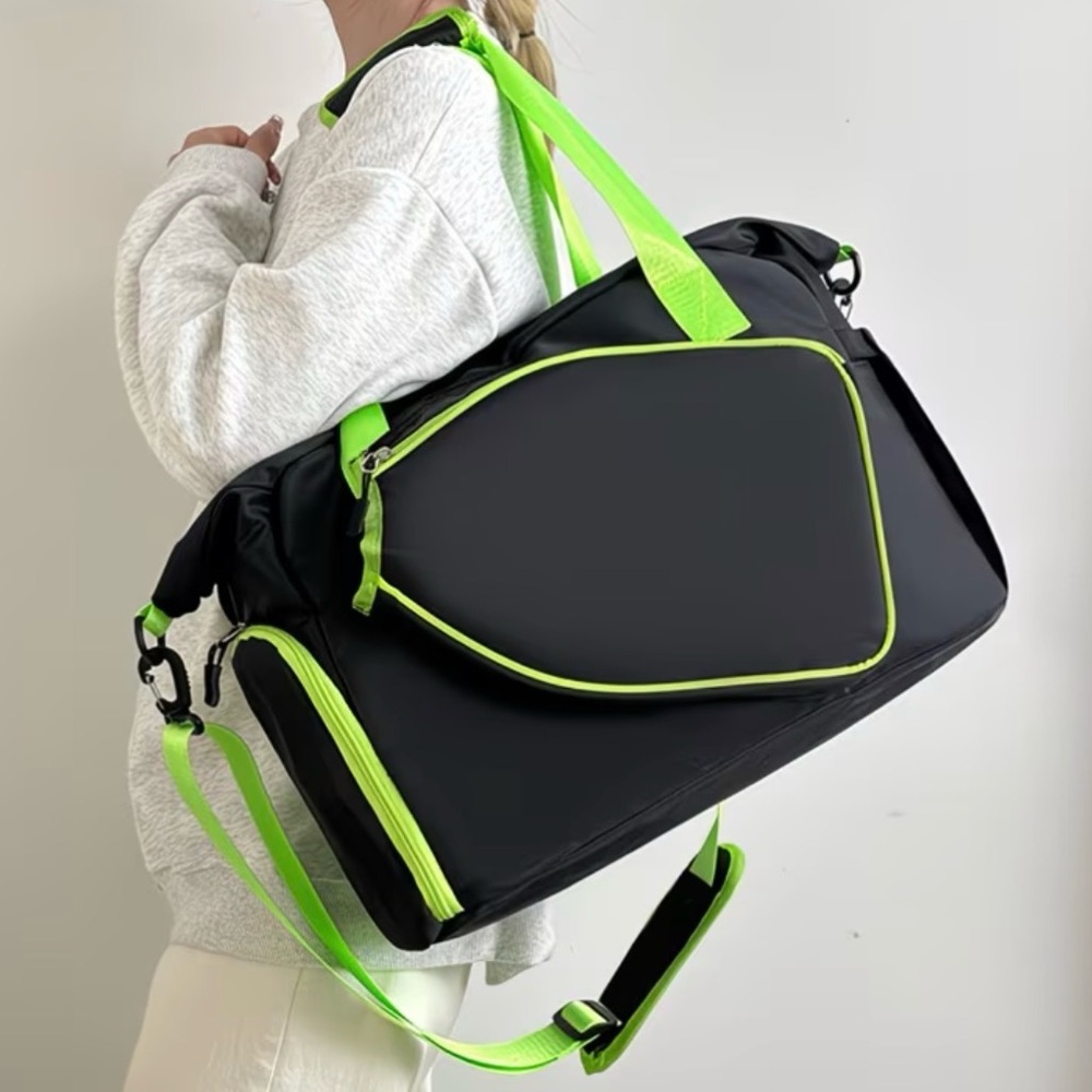 New-Large Capacity Pickleball Bag (Black with Neon Green)-Also FREE gift!!